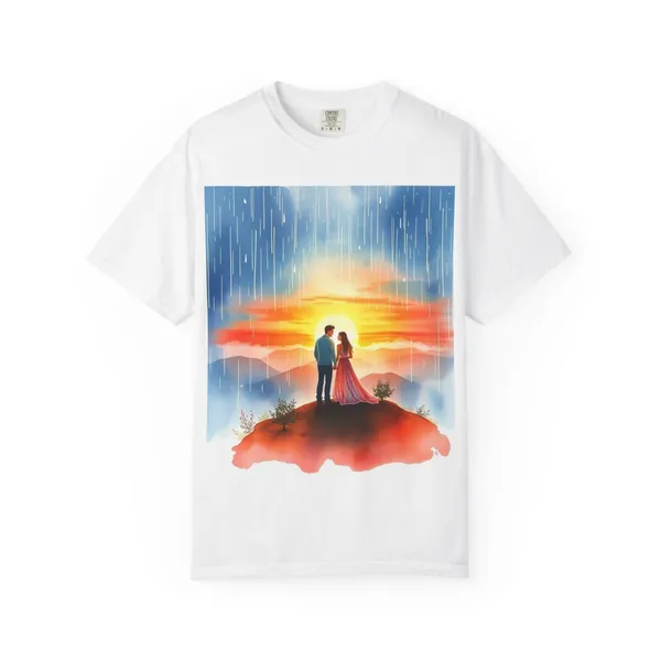 Romantic_Sunset_T_Shirt_Unisex_Summer_Tee_Couple_Gift_Relationship_Keepsake_Anniversary_Apparel_Outdoor_Lover_Shirt_Red