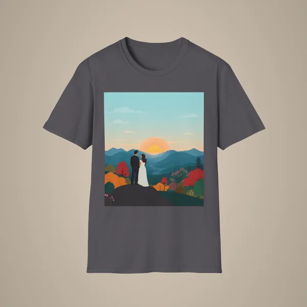 Romantic_Sunset_Couple_Art_T_Shirt_Nature_Adventure_Top_Charcoal