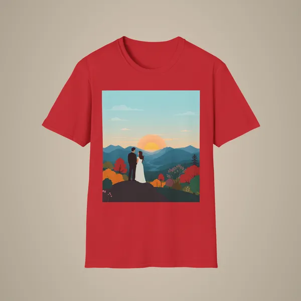 Romantic_Sunset_Couple_Art_T_Shirt_Nature_Adventure_Top_Red