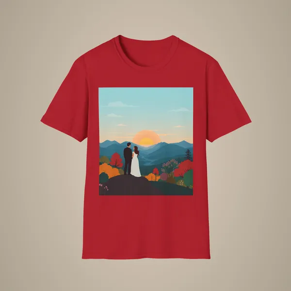 Romantic_Sunset_Couple_Art_T_Shirt_Nature_Adventure_Top_Cherry_Red