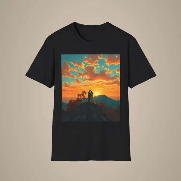 Support_Love_Sunset_T_Shirt_Couples_Graphic_Tee_Black