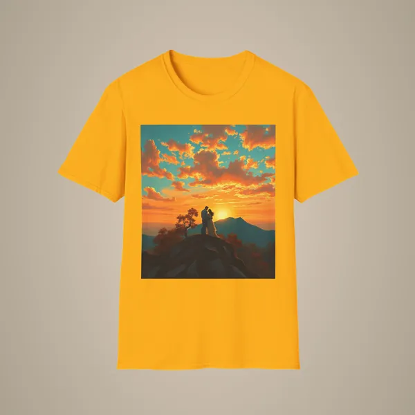 Support_Love_Sunset_T_Shirt_Couples_Graphic_Tee_Gold