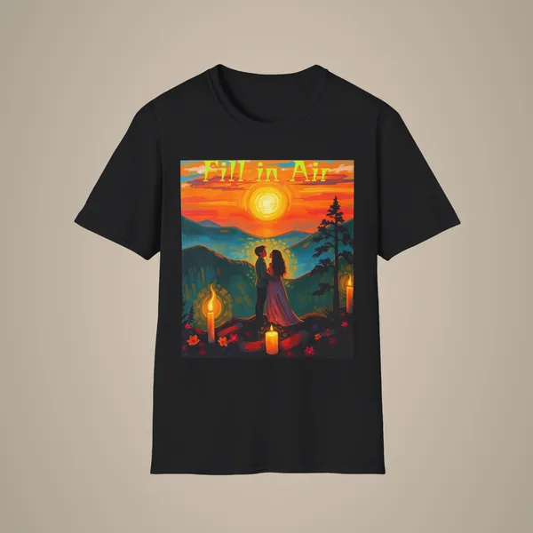 Romantic_Sunset_Couple_Art_T_Shirt_Colorful_Painting_Tee_Black