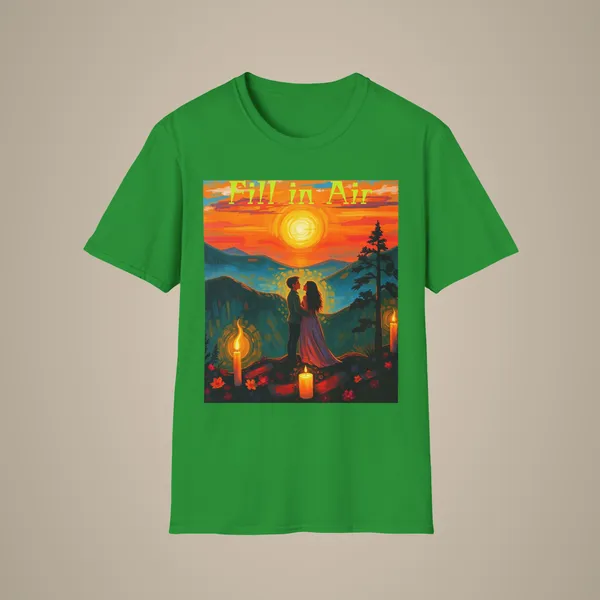 Romantic_Sunset_Couple_Art_T_Shirt_Colorful_Painting_Tee_Irish_Green