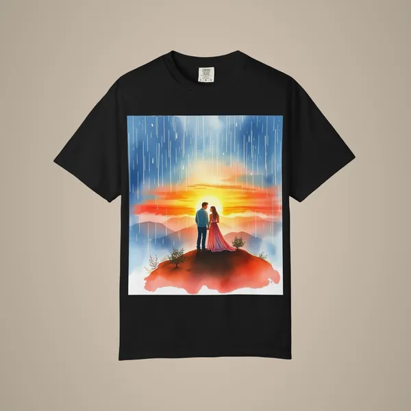 Romantic_Sunset_Couple_T_Shirt_Anniversary_Gift_Tee_Black