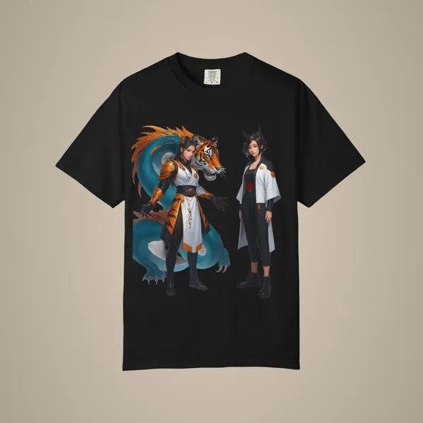 Vintage_Wildlife_Tee_Tiger_Dragon_Nature_Shirt_Black