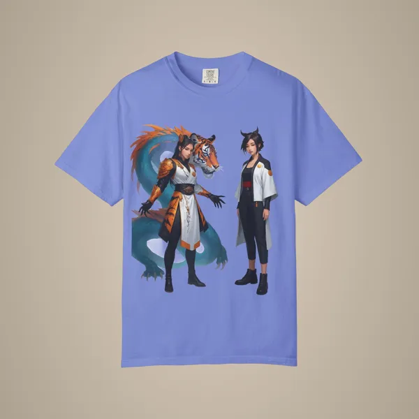 Vintage_Wildlife_Tee_Tiger_Dragon_Nature_Shirt_Flo_Blue