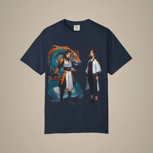 Vintage_Wildlife_Tee_Tiger_Dragon_Nature_Shirt_Navy