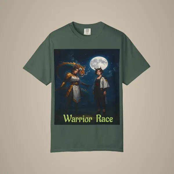 Warrior_Race_Fantasy_Graphic_Tee_Gamer_Cosplay_Shirt_Blue_Spruce