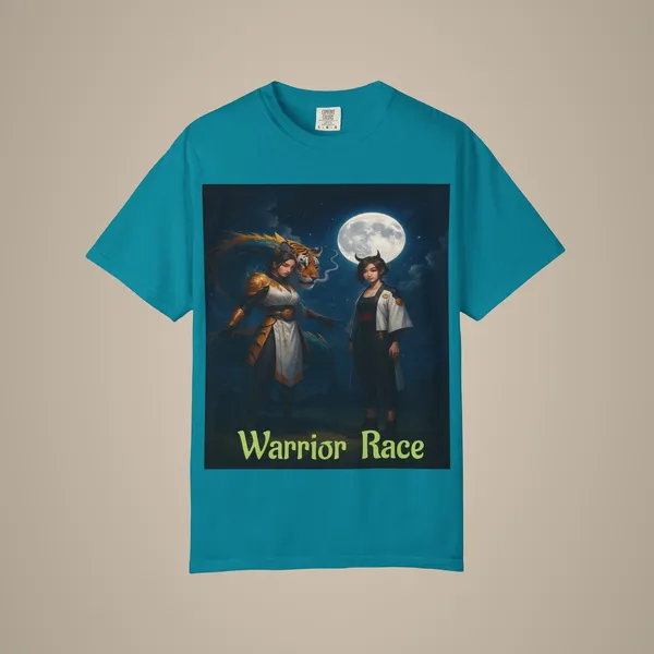 Warrior_Race_Fantasy_Graphic_Tee_Gamer_Cosplay_Shirt_Topaz_Blue