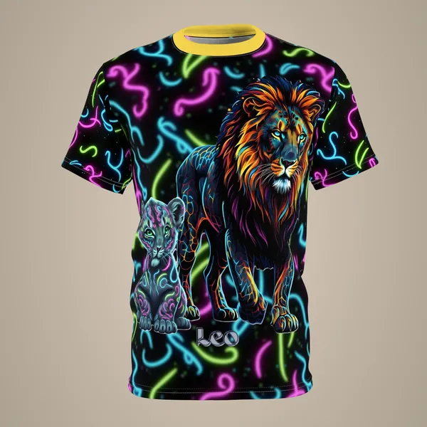 Leo_Zodiac_Neon_Lion_Unisex_Tee_White_Stitching_4_Oz