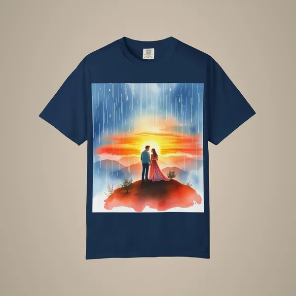 Romantic_Sunset_T_Shirt_Unisex_Summer_Tee_Couple_Gift_Relationship_Keepsake_Anniversary_Apparel_Outdoor_Lover_Shirt_Navy