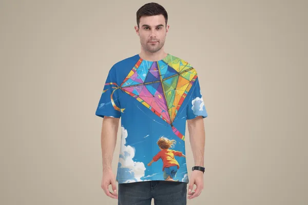 Colorful_Kite_Art_T_Shirt_Sky_Blue_Festival_Inspired_Unisex_Tee_White