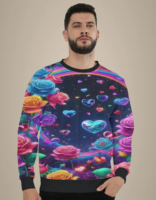 Colorful_Rose_Heart_Sweatshirt_For_Men_Rainbow_Love_Art_Print_White