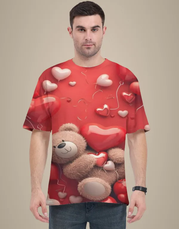 Teddy_Day_Special_T_Shirt_For_Men_Cute_Bear_Heart_Print_White