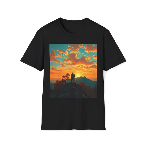 Support_Love_Sunset_T_Shirt_Couples_Graphic_Tee_Black