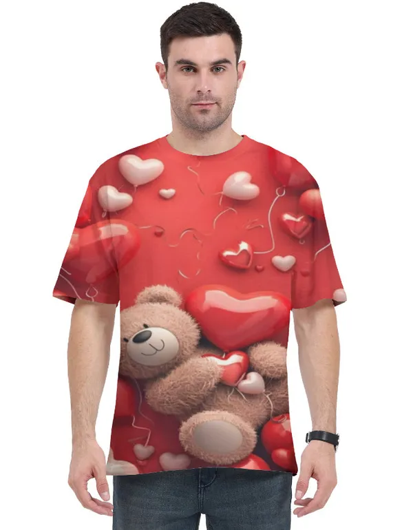 Teddy_Day_Special_T_Shirt_For_Men_Cute_Bear_Heart_Print_White