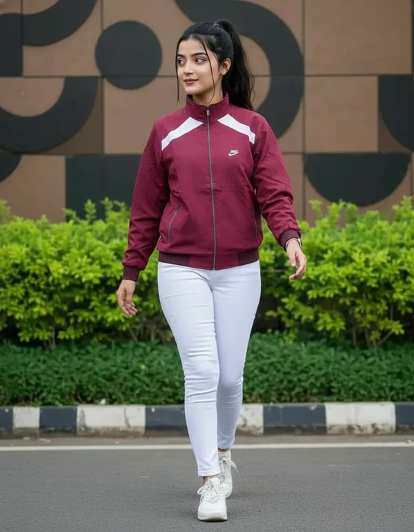 Red_&_White_Premium_Polyester_Zipped_Jacket_For_Women