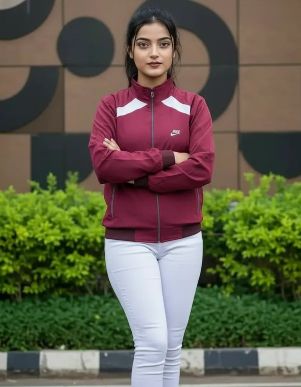 Red_&_White_Premium_Polyester_Zipped_Jacket_For_Women