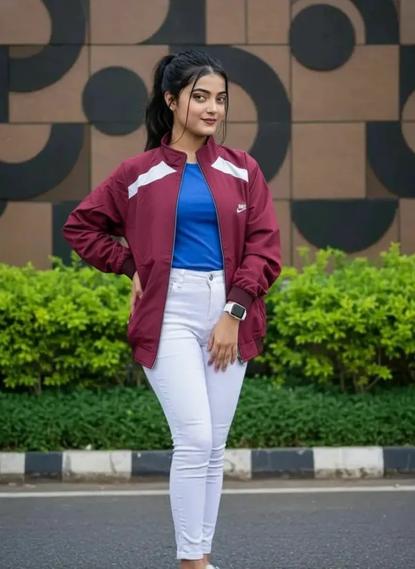 Red_&_White_Premium_Polyester_Zipped_Jacket_For_Women