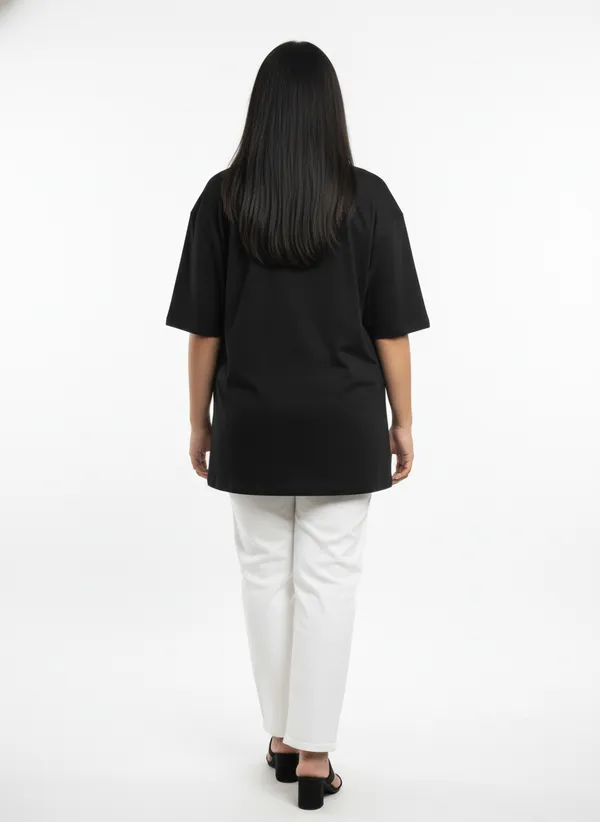 Black_Premium_Pure_Cotton_Bio_Washed_T-Shirt_For_Women