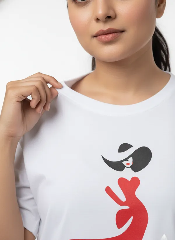 White_Premium_Pure_Cotton_Bio_Washed_T-Shirt_For_Women
