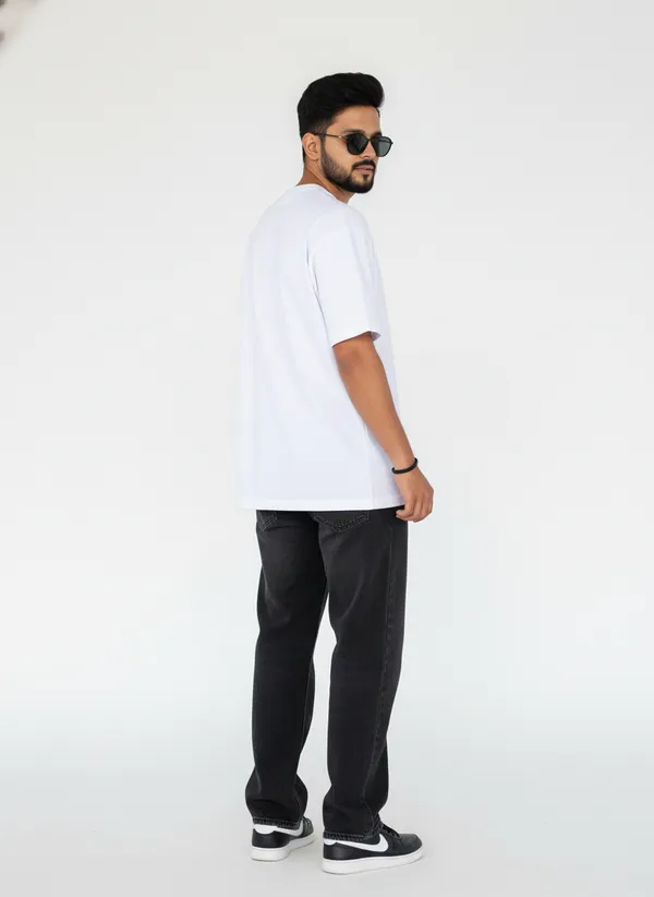 White_Premium_Pure_Cotton_&_Bio_Washed_T-Shirt_For_Men