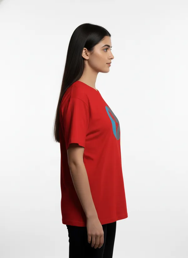 Red_Premium_Pure_Cotton_&_Bio_Washed_T-Shirt_For_Women