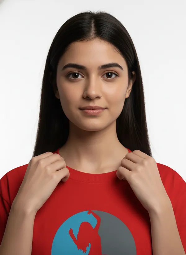 Red_Premium_Pure_Cotton_&_Bio_Washed_T-Shirt_For_Women