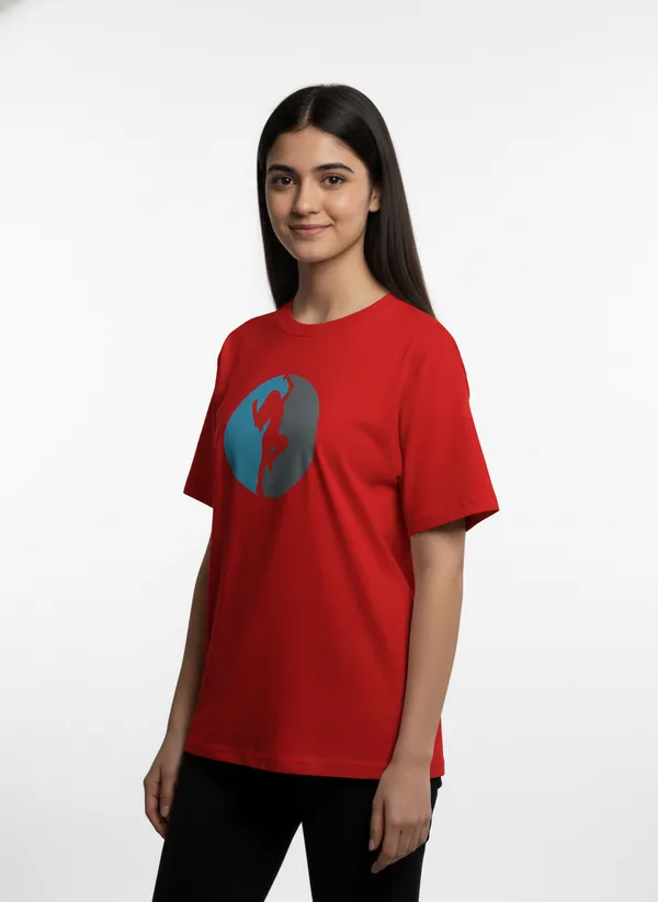 Red_Premium_Pure_Cotton_&_Bio_Washed_T-Shirt_For_Women