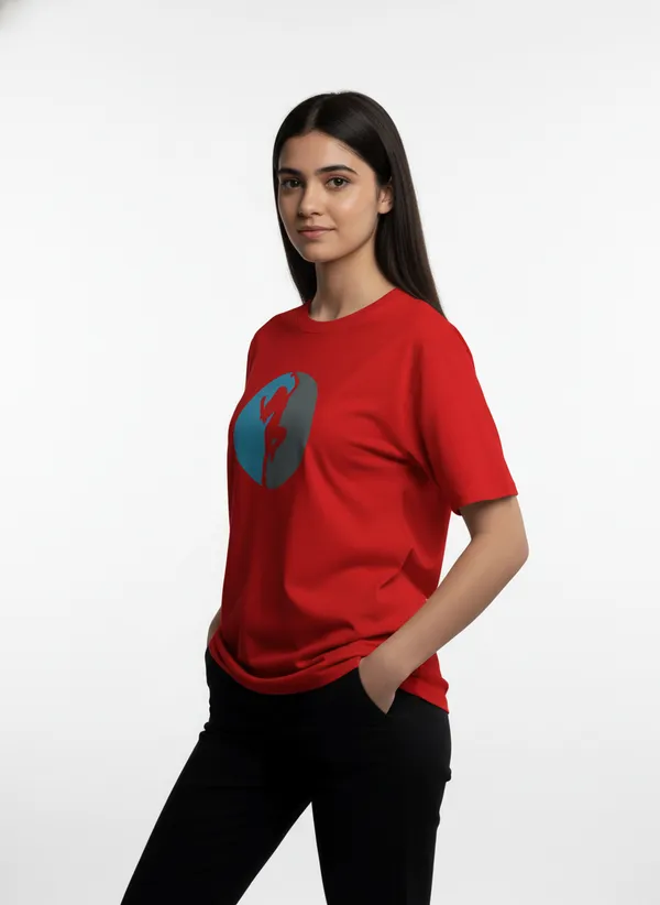Red_Premium_Pure_Cotton_&_Bio_Washed_T-Shirt_For_Women