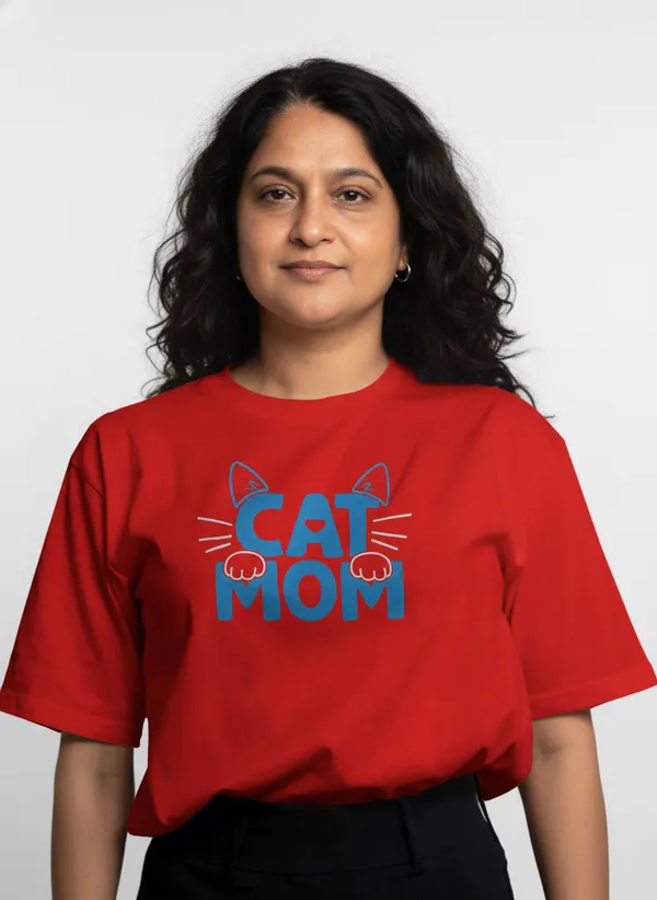 Red_Premium_Pure_Cotton_Bio_Washed_T-Shirt_For_Women