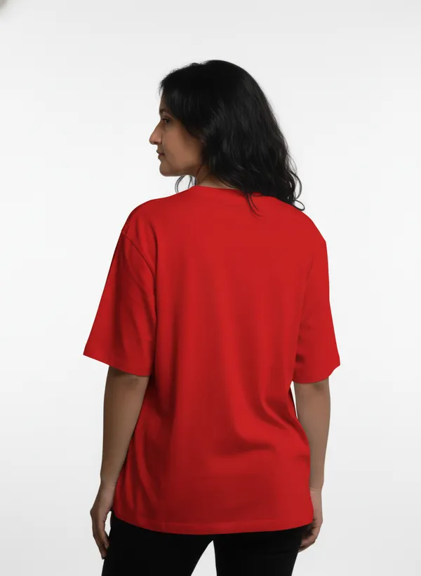 Red_Premium_Pure_Cotton_Bio_Washed_T-Shirt_For_Women