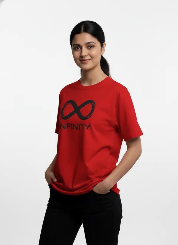 Red_Premium_Pure_Cotton_Bio_Washed_T-Shirt_For_Women