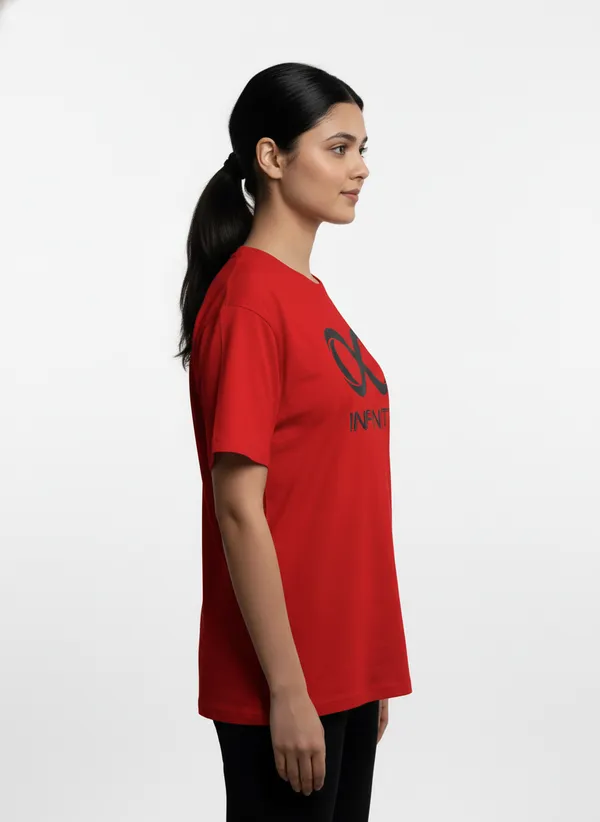 Red_Premium_Pure_Cotton_Bio_Washed_T-Shirt_For_Women