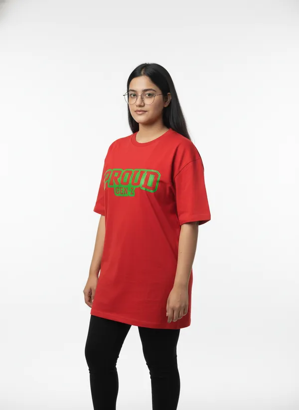 Red_Premium_Pure_Cotton_Bio_Washed_T-Shirt_For_Women