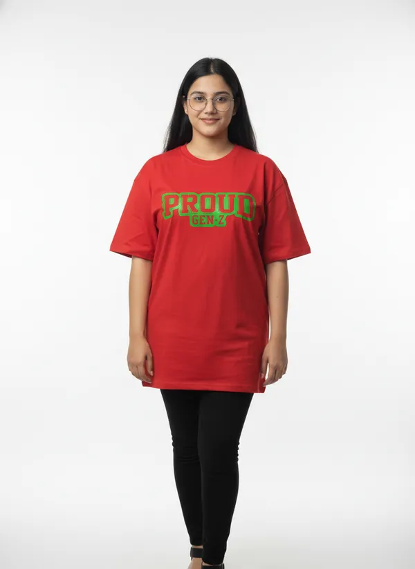 Red_Premium_Pure_Cotton_Bio_Washed_T-Shirt_For_Women