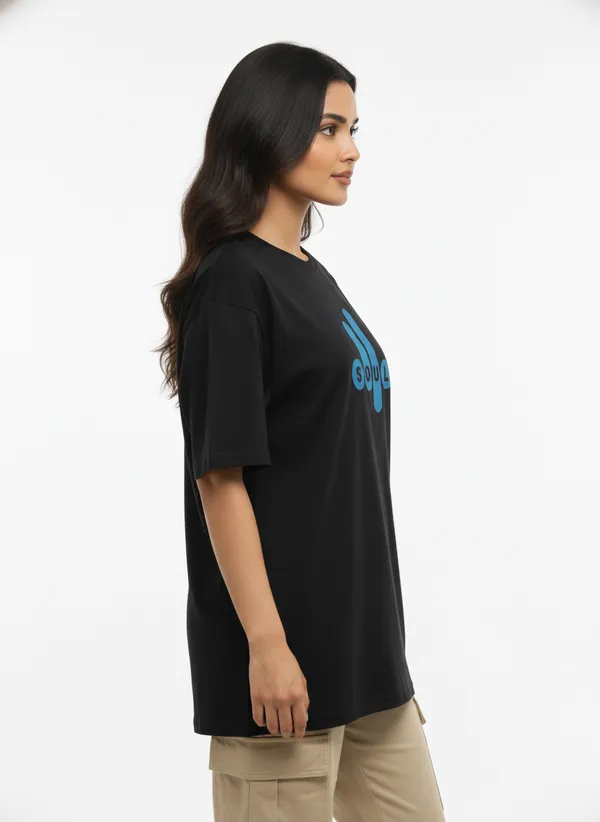Black_&_White_Premium_Pure_Cotton_Bio_Washed_T-Shirt_For_Women