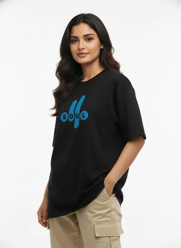 Black_&_White_Premium_Pure_Cotton_Bio_Washed_T-Shirt_For_Women