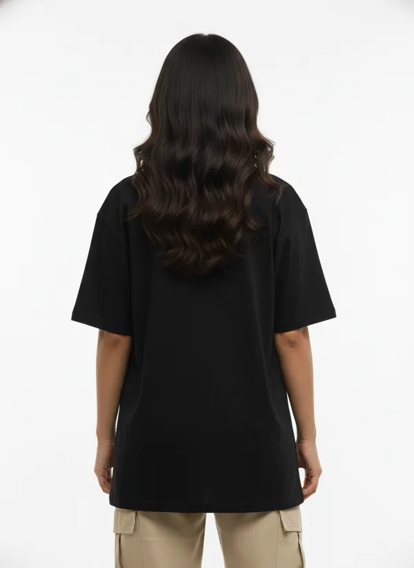 Black_&_White_Premium_Pure_Cotton_Bio_Washed_T-Shirt_For_Women