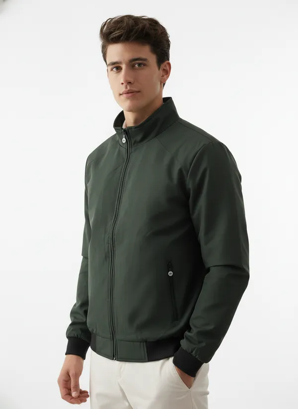 Olive_Green_Premium_Polyester_Zipped_Jacket_For_Men