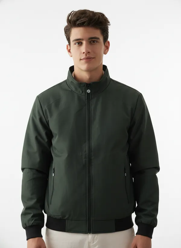 Olive_Green_Premium_Polyester_Zipped_Jacket_For_Men
