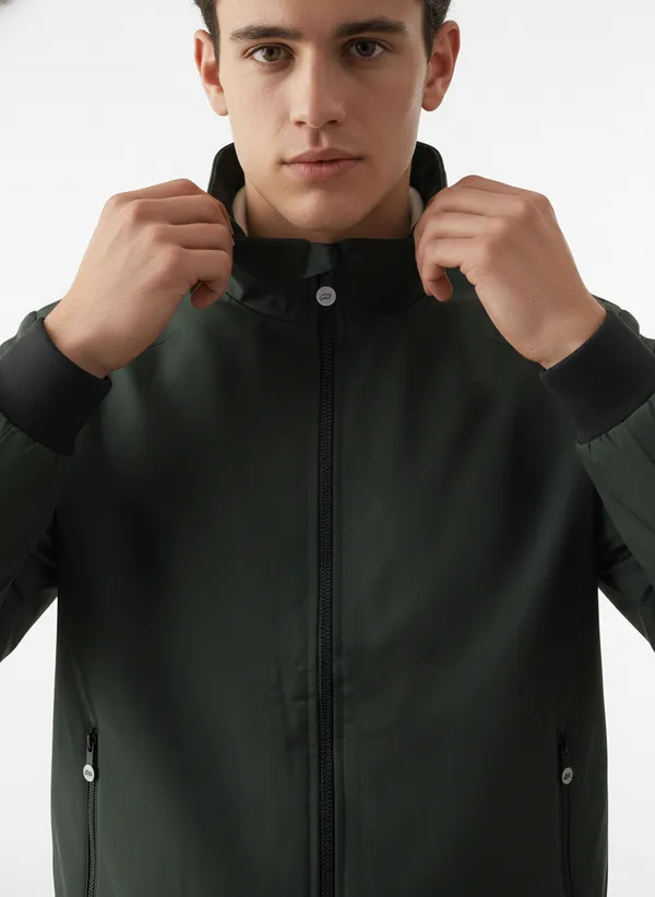 Olive_Green_Premium_Polyester_Zipped_Jacket_For_Men