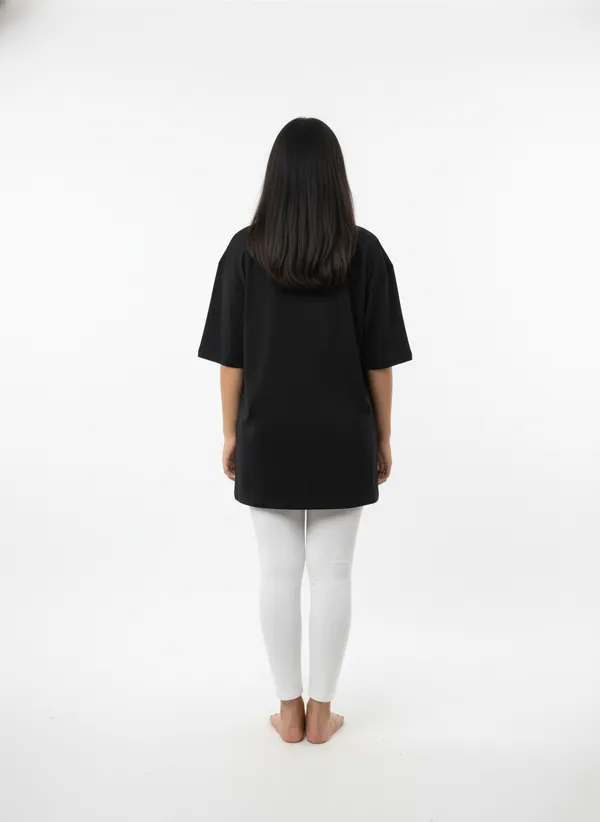 Black_Premium_Pure_Cotton_Bio_Washed_T-Shirt_For_Women