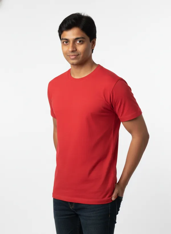 Red_Premium_Pure_Cotton_Bio_Washed_T-Shirt_For_Men