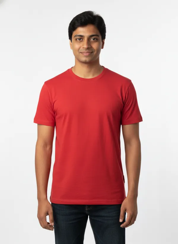 Red_Premium_Pure_Cotton_Bio_Washed_T-Shirt_For_Men