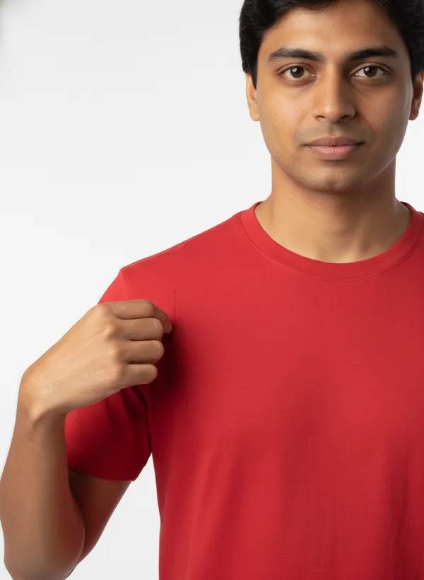 Red_Premium_Pure_Cotton_Bio_Washed_T-Shirt_For_Men