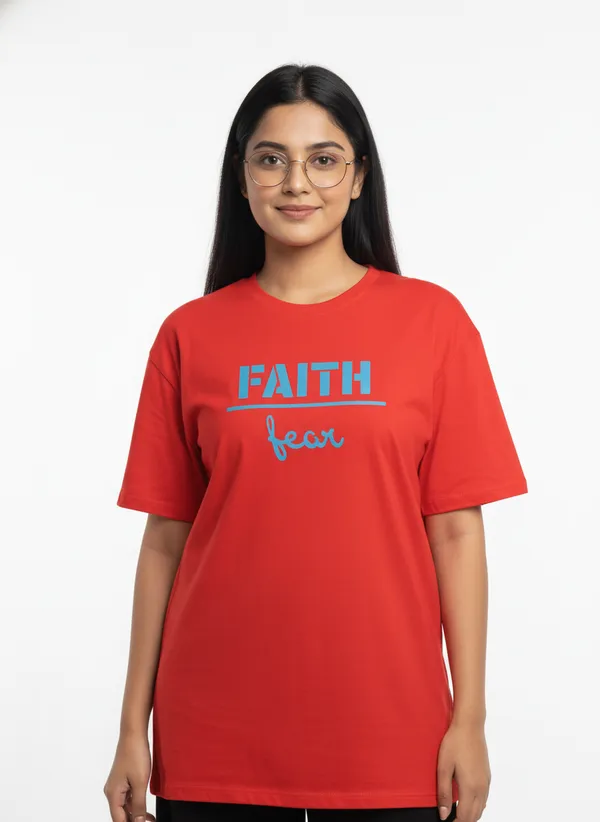 Red_Premium_Pure_Cotton_Bio_Washed_T-Shirt_For_Women