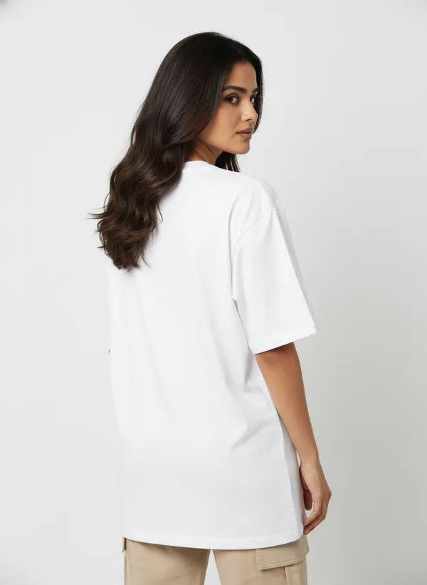 White_Premium_Pure_Cotton_Bio_Washed_T-Shirt_For_Women