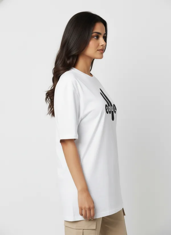 White_Premium_Pure_Cotton_Bio_Washed_T-Shirt_For_Women